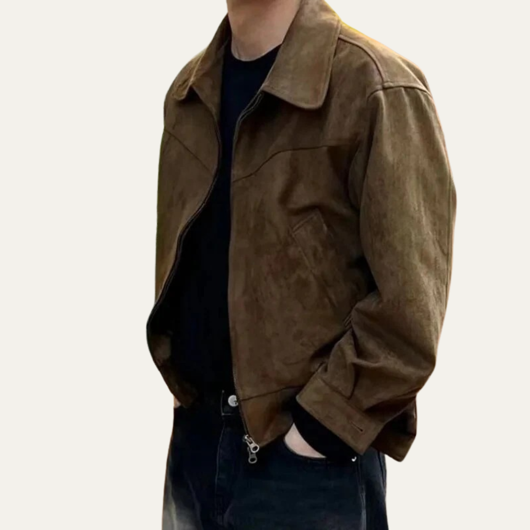 VogeLuxe | Men’s Cropped Full-Zip Trucker Jacket 1