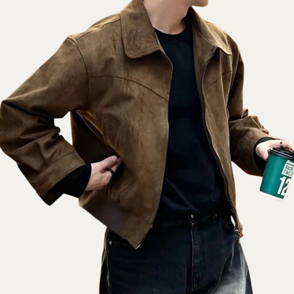 VogeLuxe | Men’s Cropped Full-Zip Trucker Jacket 4