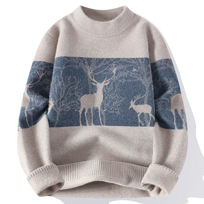VogeLuxe | Men’s Deer Jacquard Knit Sweater 0