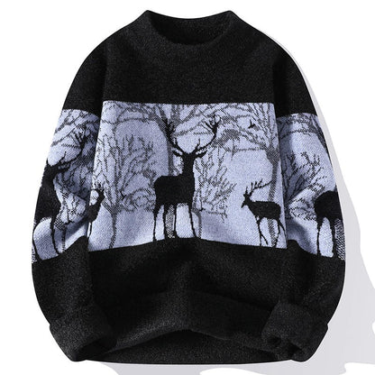 VogeLuxe | Men’s Deer Jacquard Knit Sweater 2