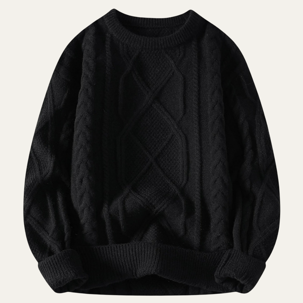 VogeLuxe | Men’s Diamond Cable-Knit Sweater 2