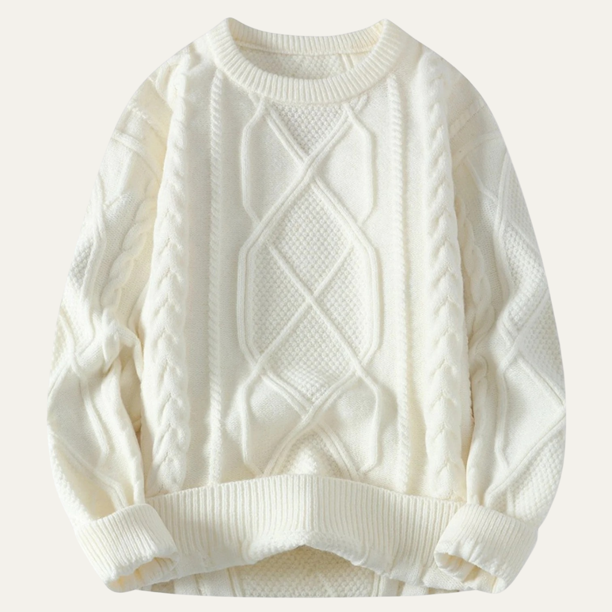 VogeLuxe | Men’s Diamond Cable-Knit Sweater 3