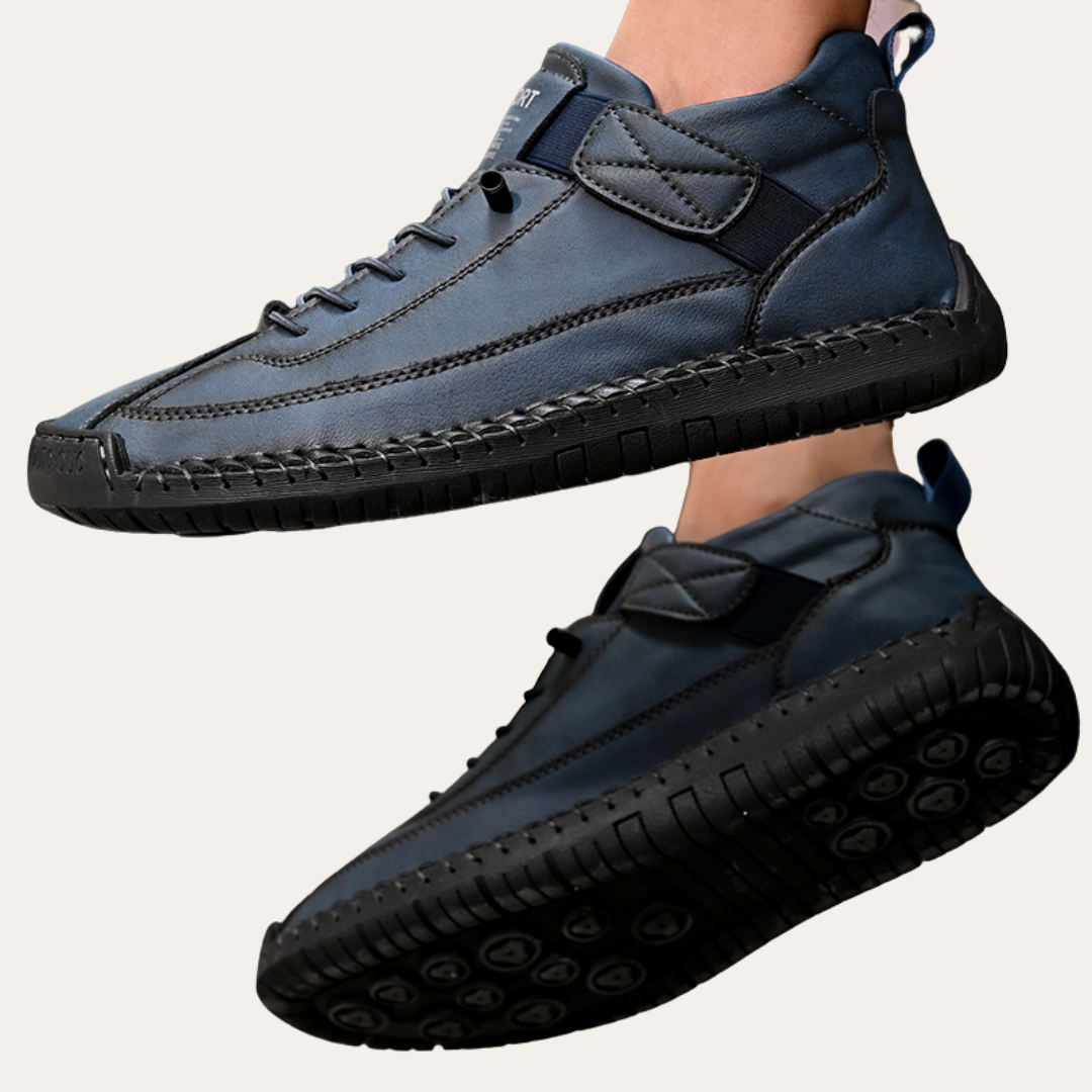 VogeLuxe | Men’s Distressed Mid-Top Moc Sneakers 1