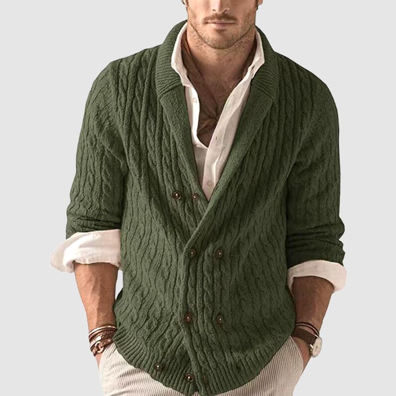 VogeLuxe | Men’s Double-Breasted Cable Knit Cardigan 0