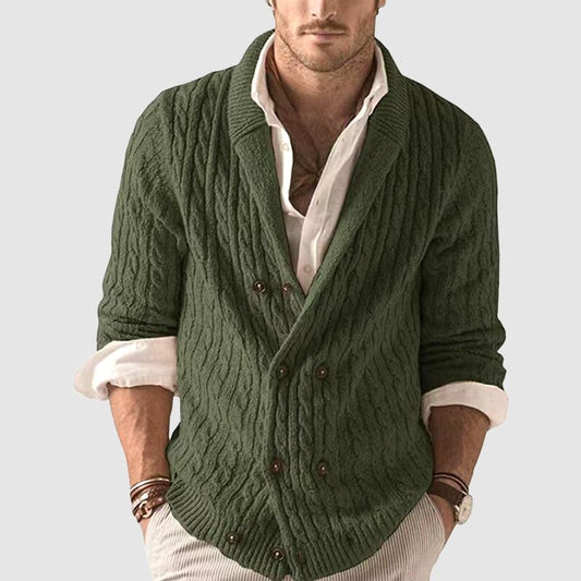 VogeLuxe | Men’s Double-Breasted Cable Knit Cardigan 0