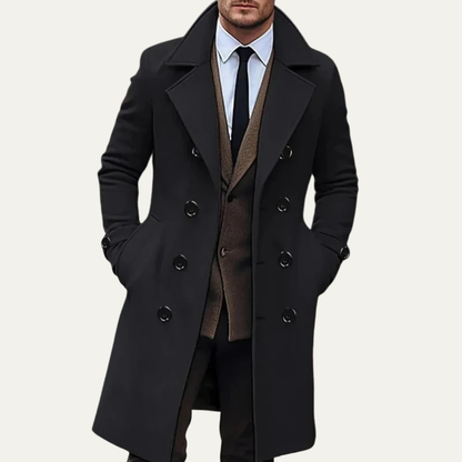 VogeLuxe | Men's Double-Breasted Mid-Length Peacoat 0