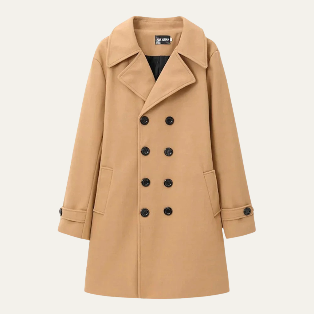 VogeLuxe | Men's Double-Breasted Mid-Length Peacoat 3