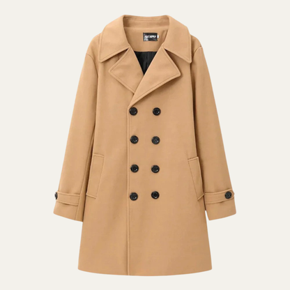 VogeLuxe | Men's Double-Breasted Mid-Length Peacoat 3