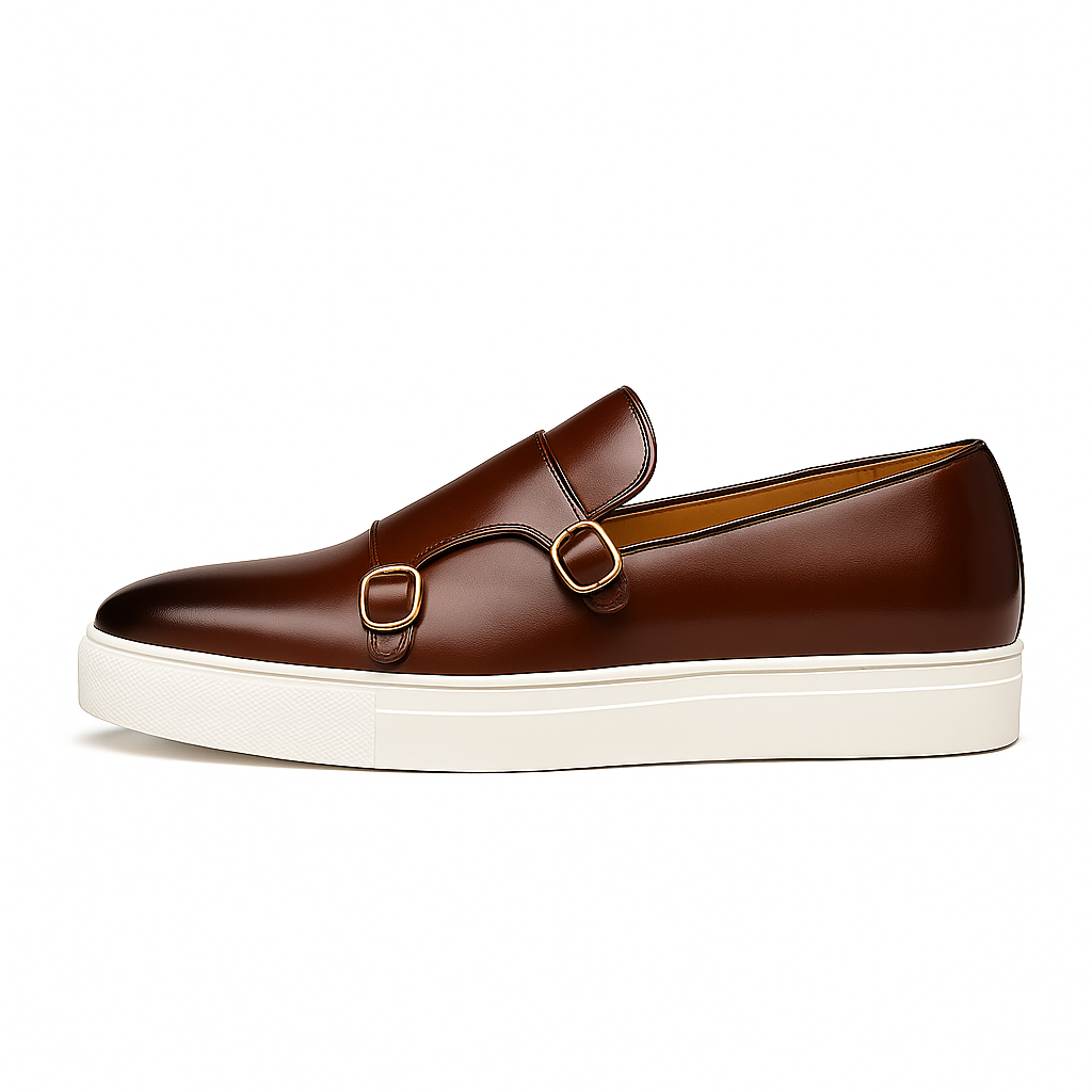 VogeLuxe | Men’s Double Buckle Leather Loafers 1