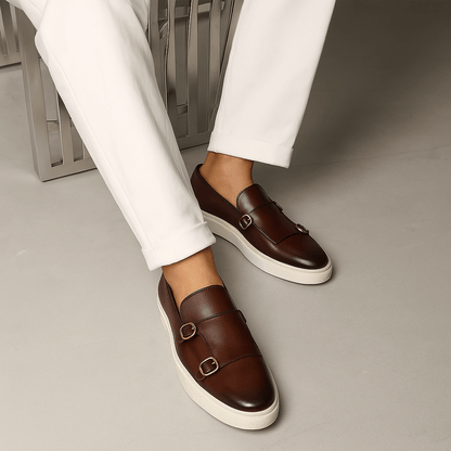 VogeLuxe | Men’s Double Buckle Leather Loafers 2