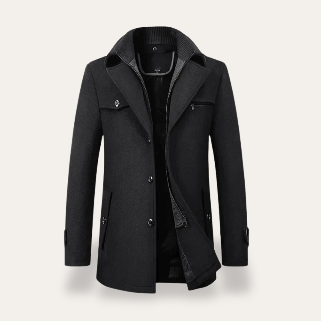VogeLuxe | Men’s Double Collar Short Trench Coat 0