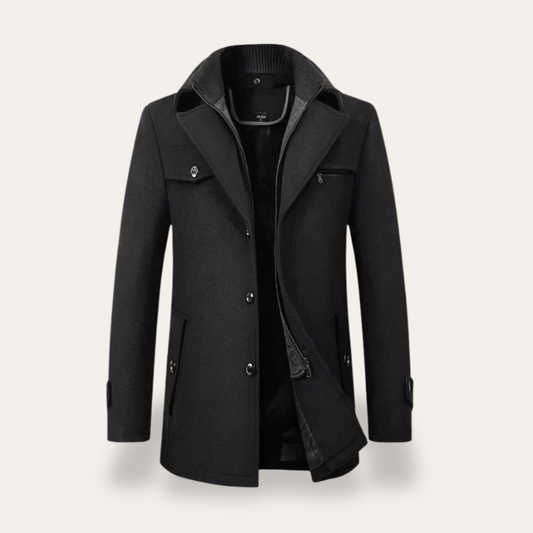 VogeLuxe | Men’s Double Collar Short Trench Coat 0