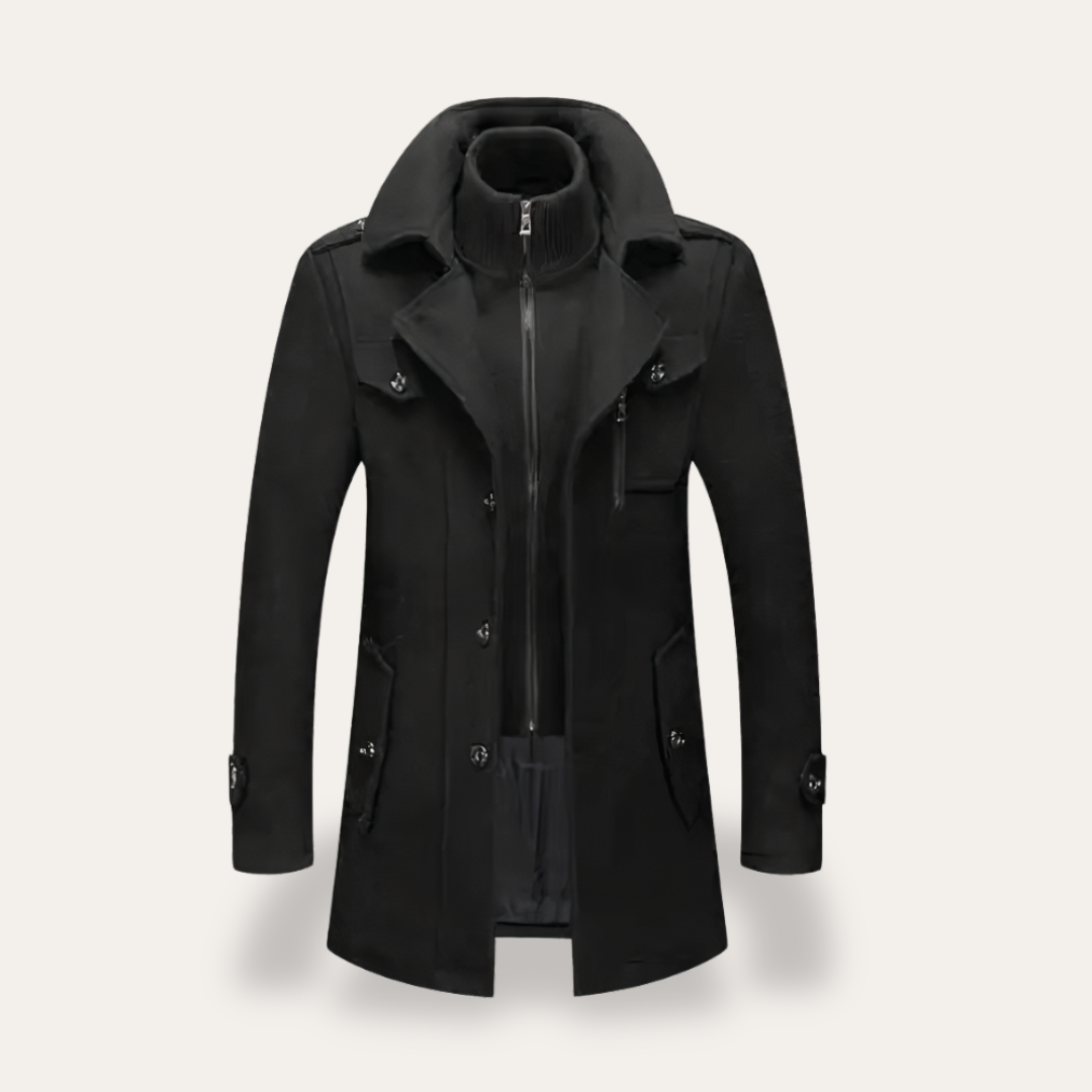 VogeLuxe | Men’s Double Collar Short Trench Coat 1