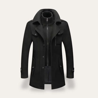 VogeLuxe | Men’s Double Collar Short Trench Coat 1