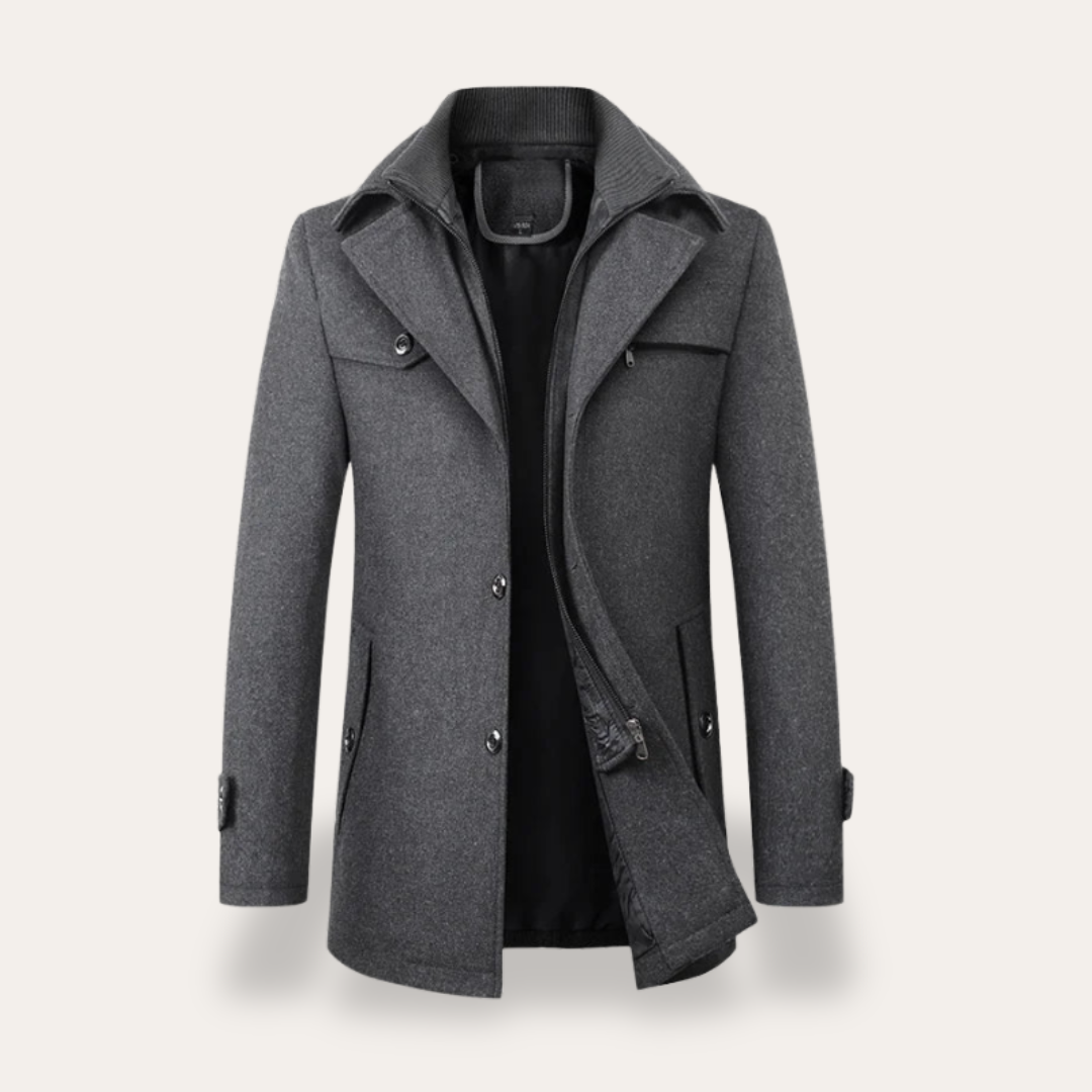 VogeLuxe | Men’s Double Collar Short Trench Coat 4