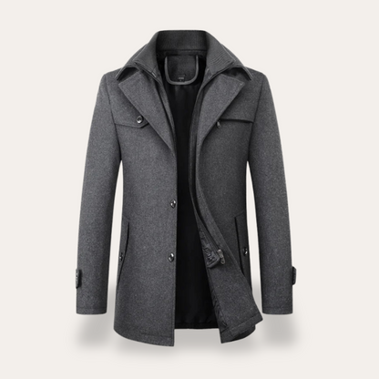 VogeLuxe | Men’s Double Collar Short Trench Coat 4