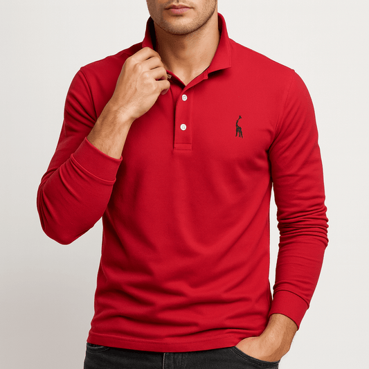 VogeLuxe | Men’s Embroidered Long Sleeve Polo Shirt 0