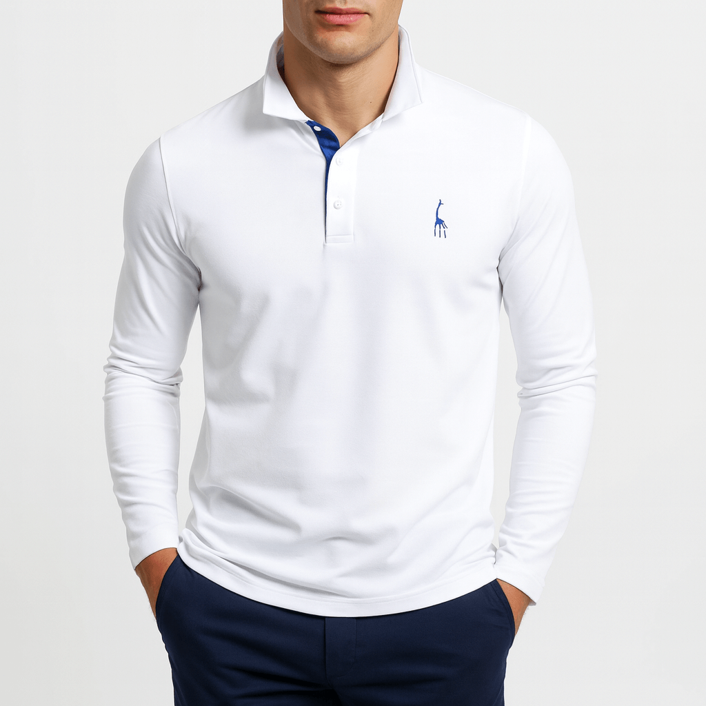 VogeLuxe | Men’s Embroidered Long Sleeve Polo Shirt 1