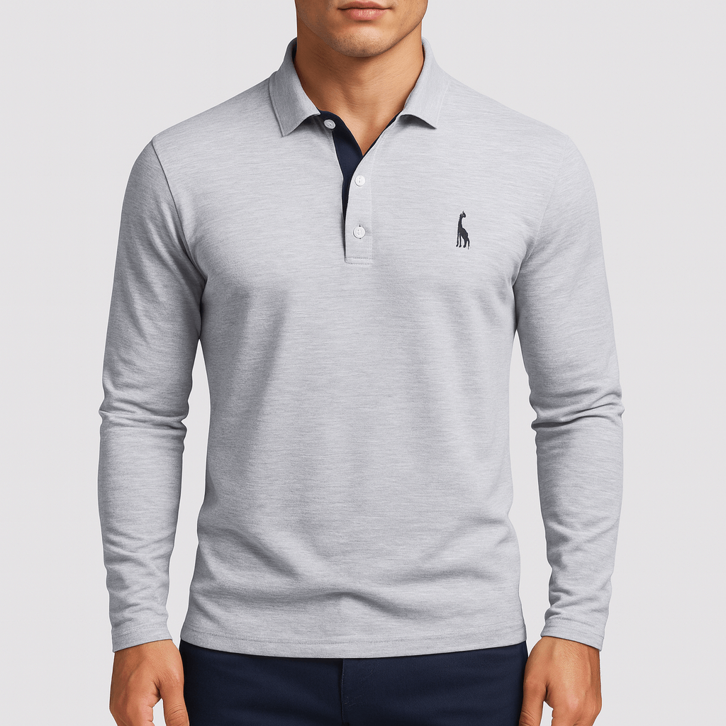 VogeLuxe | Men’s Embroidered Long Sleeve Polo Shirt 2