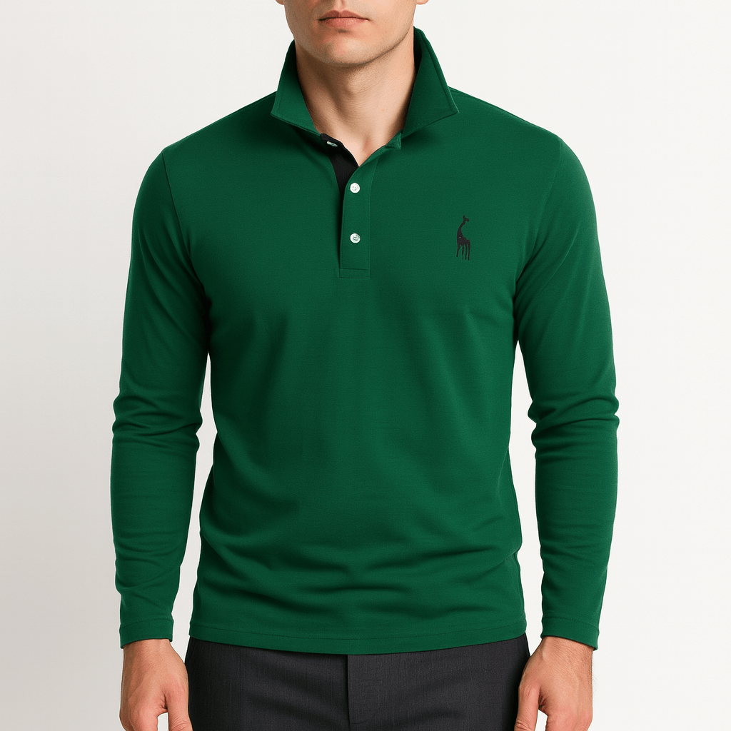 VogeLuxe | Men’s Embroidered Long Sleeve Polo Shirt 4