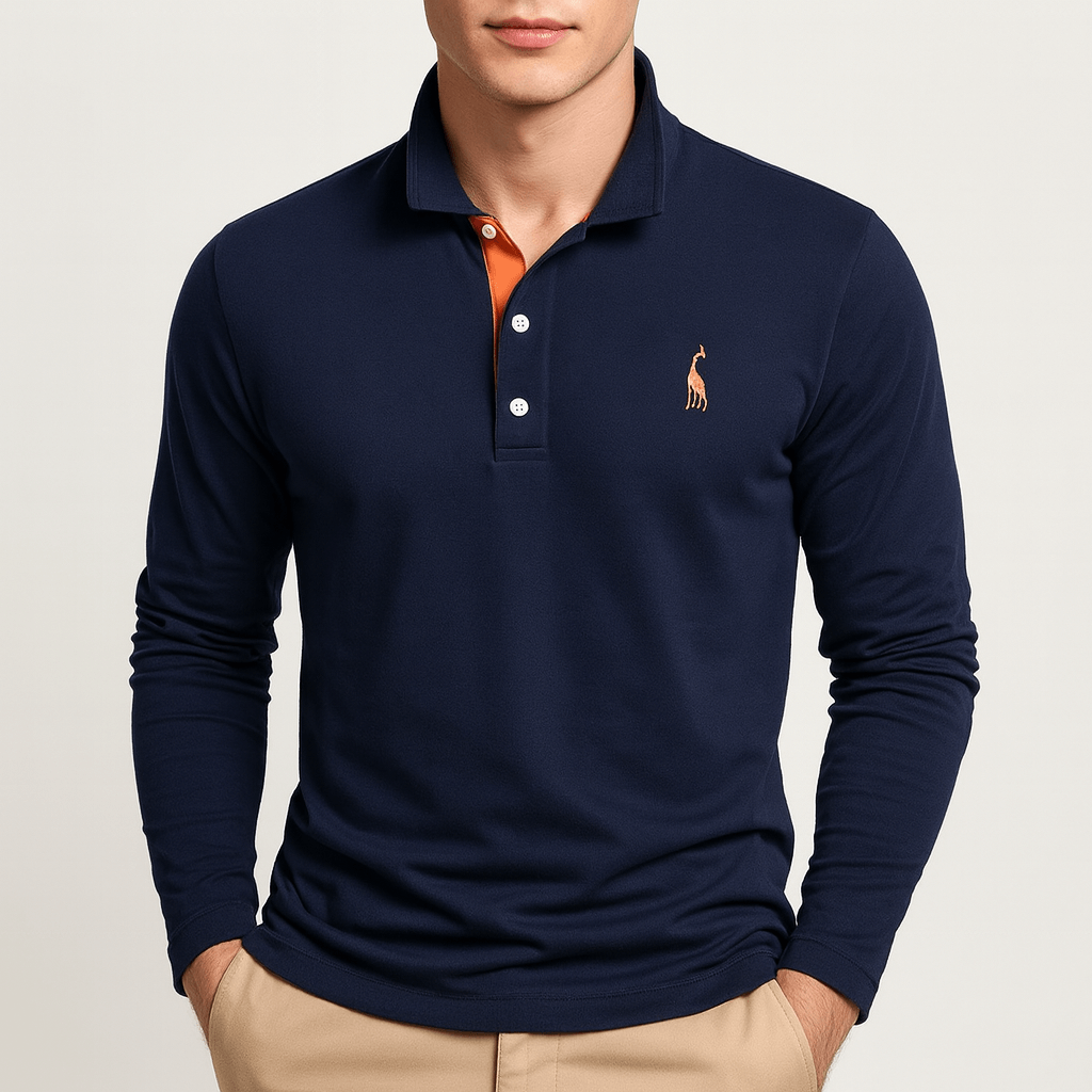 VogeLuxe | Men’s Embroidered Long Sleeve Polo Shirt 7