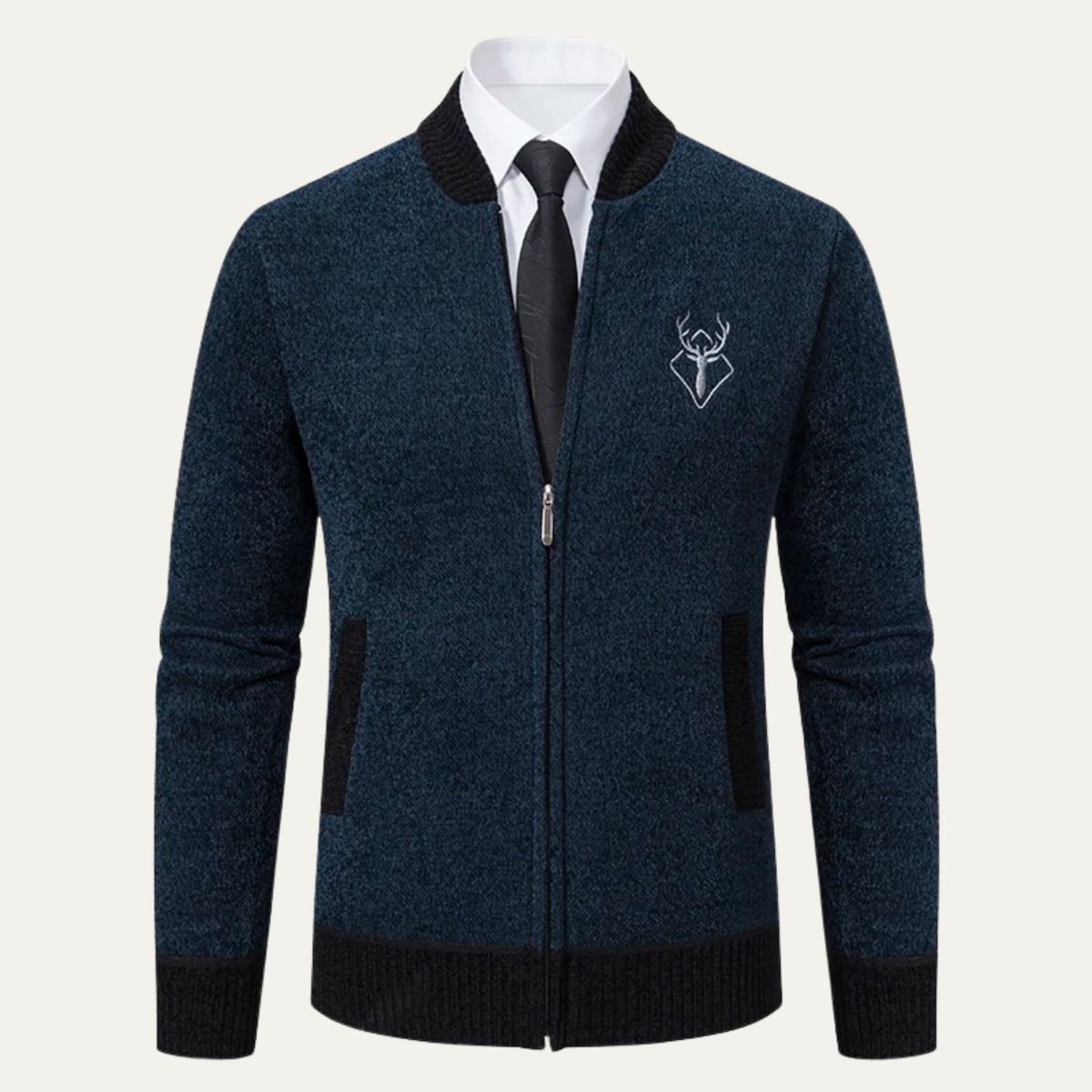 VogeLuxe | Men’s Embroidered Zip-Up Sweater 0