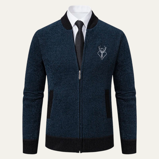 VogeLuxe | Men’s Embroidered Zip-Up Sweater 0