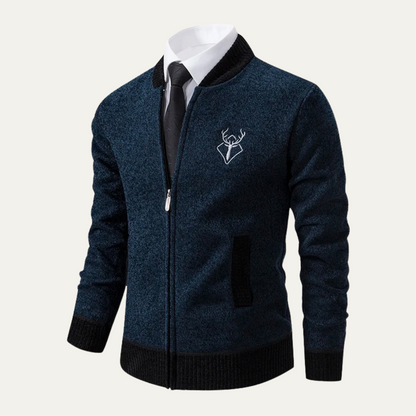 VogeLuxe | Men’s Embroidered Zip-Up Sweater 1