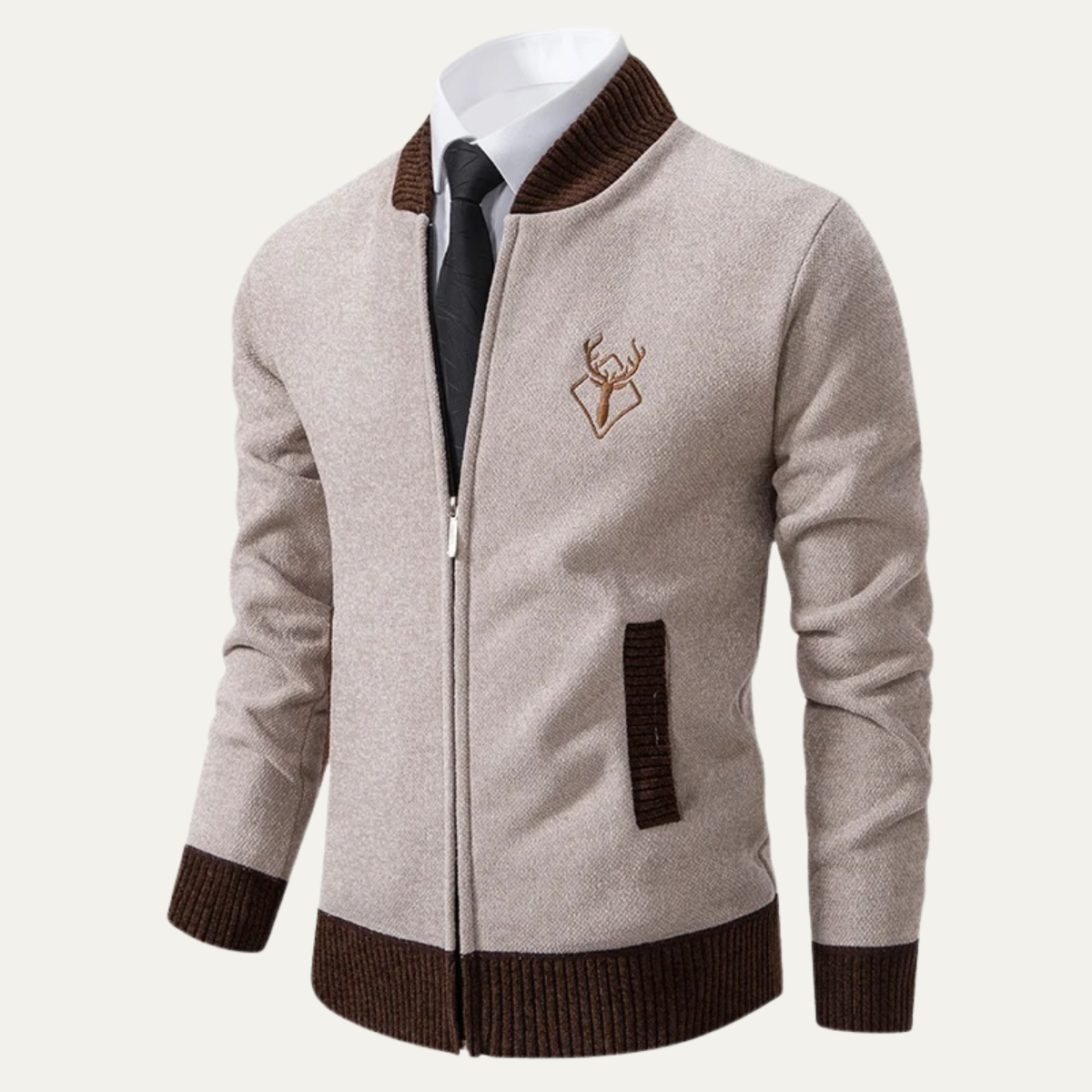 VogeLuxe | Men’s Embroidered Zip-Up Sweater 4