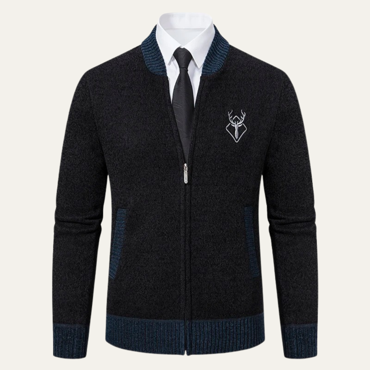 VogeLuxe | Men’s Embroidered Zip-Up Sweater 7