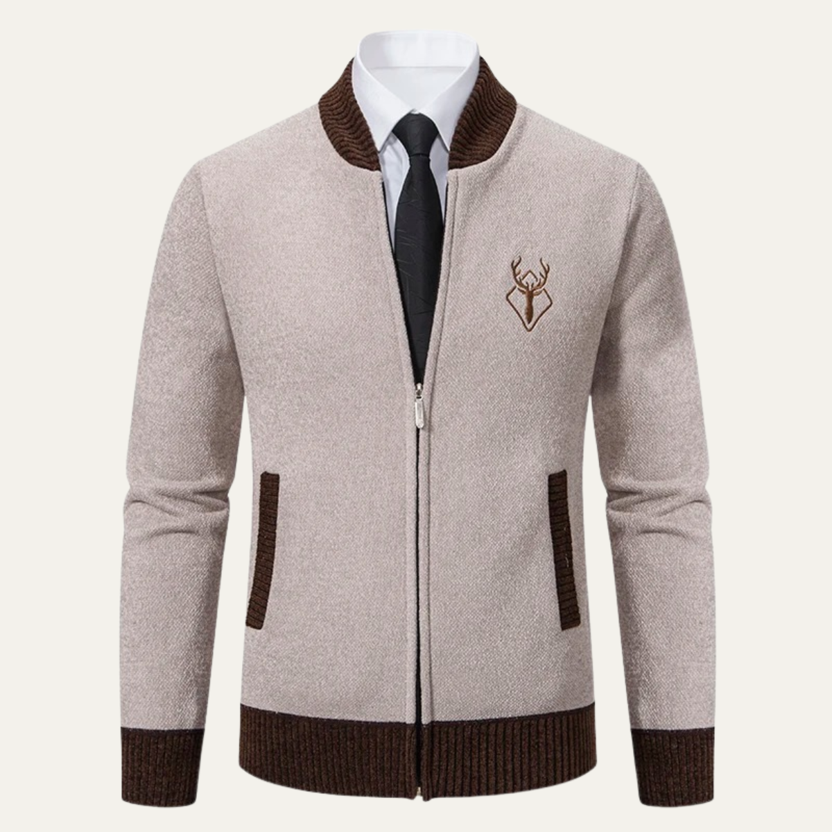 VogeLuxe | Men’s Embroidered Zip-Up Sweater 9