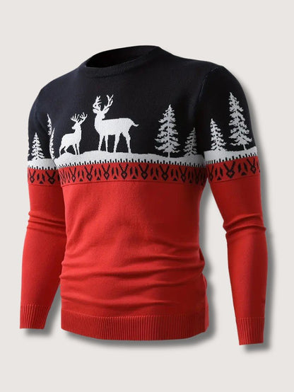 VogeLuxe | Men’s Fair Isle Reindeer Color-Block Sweater 2