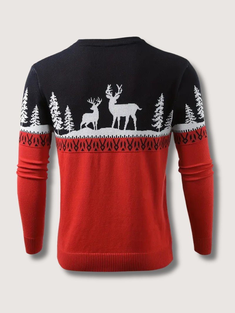 VogeLuxe | Men’s Fair Isle Reindeer Color-Block Sweater 3
