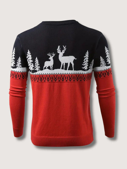 VogeLuxe | Men’s Fair Isle Reindeer Color-Block Sweater 3