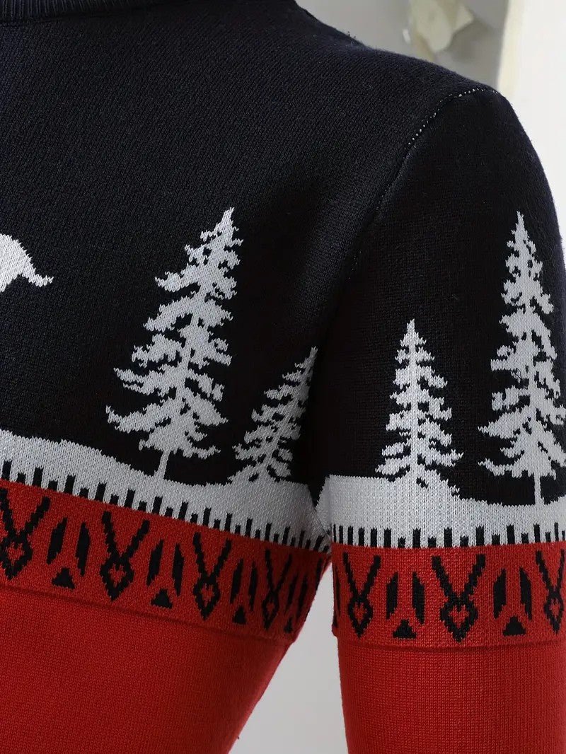 VogeLuxe | Men’s Fair Isle Reindeer Color-Block Sweater 5