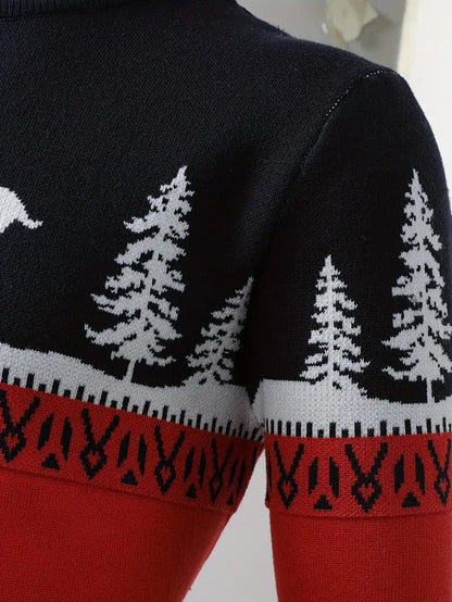VogeLuxe | Men’s Fair Isle Reindeer Color-Block Sweater 5
