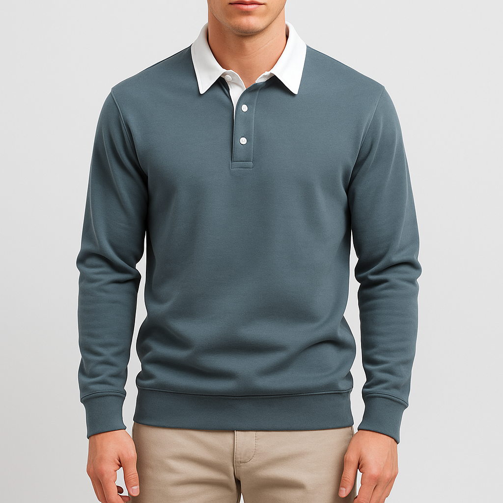 VogeLuxe | Men’s Fashion Polo Neck Sweatshirt 0