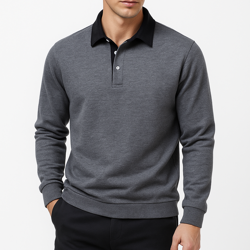 VogeLuxe | Men’s Fashion Polo Neck Sweatshirt 3