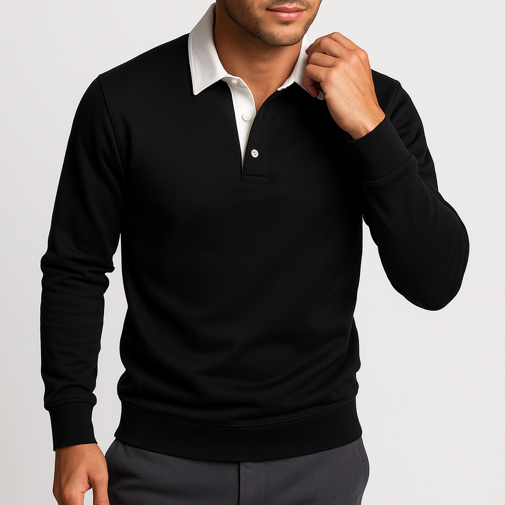 VogeLuxe | Men’s Fashion Polo Neck Sweatshirt 6