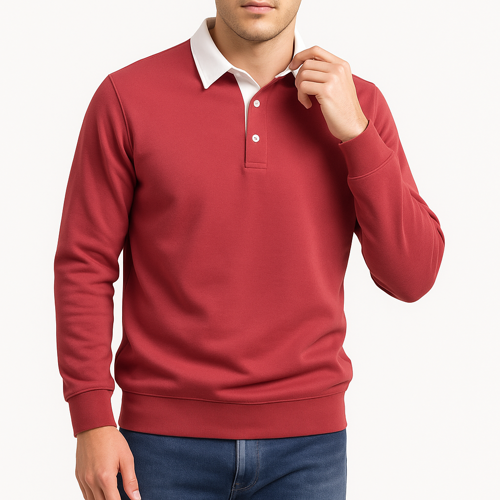 VogeLuxe | Men’s Fashion Polo Neck Sweatshirt 7