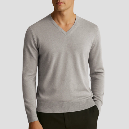 VogeLuxe | Men’s Fine-Knit V-Neck Pullover 6