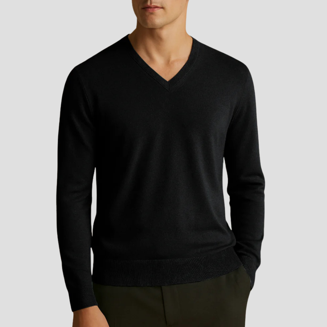 VogeLuxe | Men’s Fine-Knit V-Neck Pullover 8