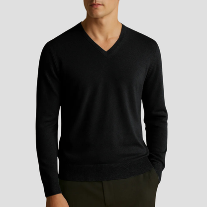 VogeLuxe | Men’s Fine-Knit V-Neck Pullover 8