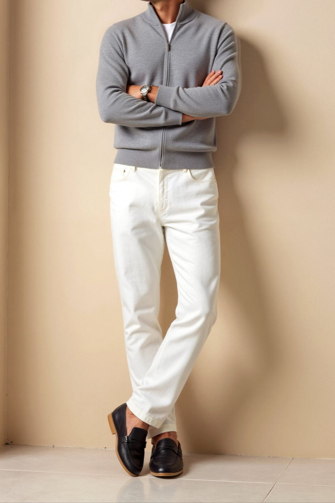 VogeLuxe | Men’s Fine-Knit Zip-Up Cardigan 2