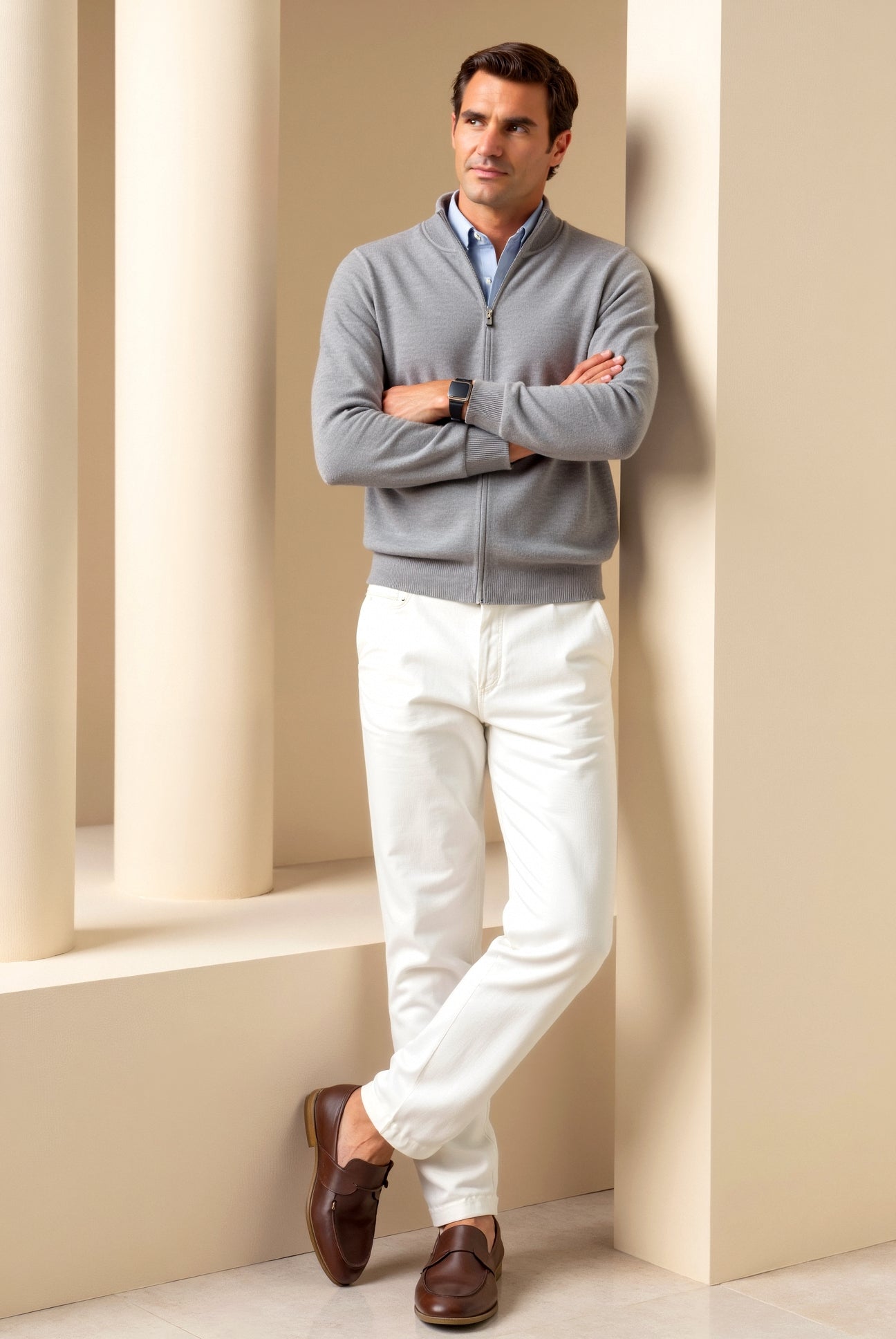 VogeLuxe | Men’s Fine-Knit Zip-Up Cardigan 3