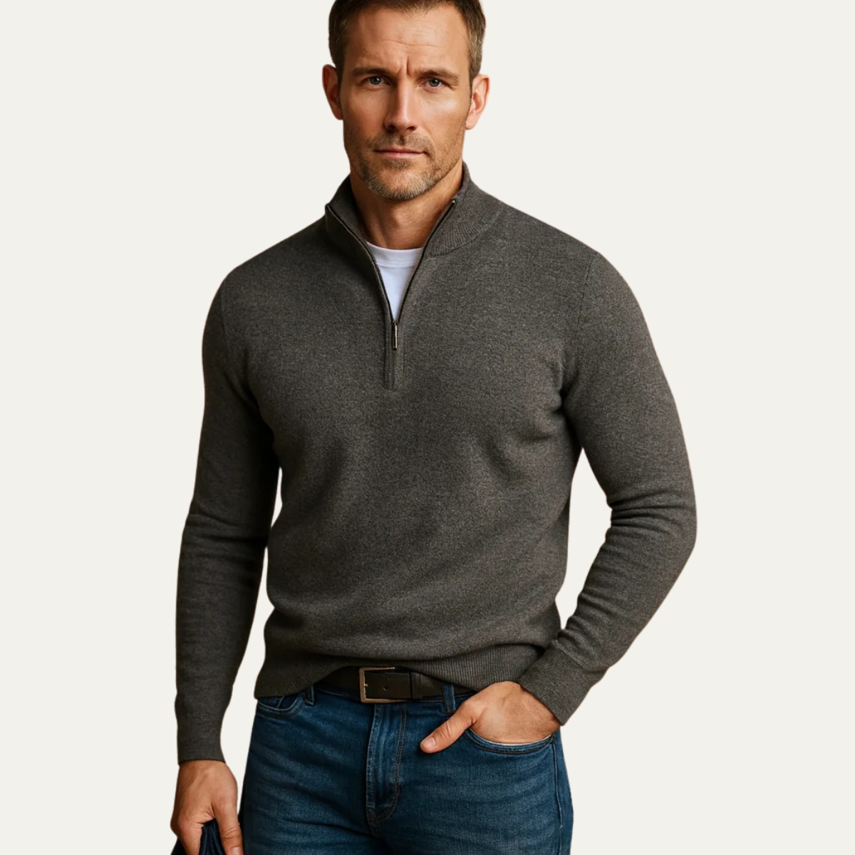 VogeLuxe | Men’s Finely Knit Quarter-Zip Pullover 3