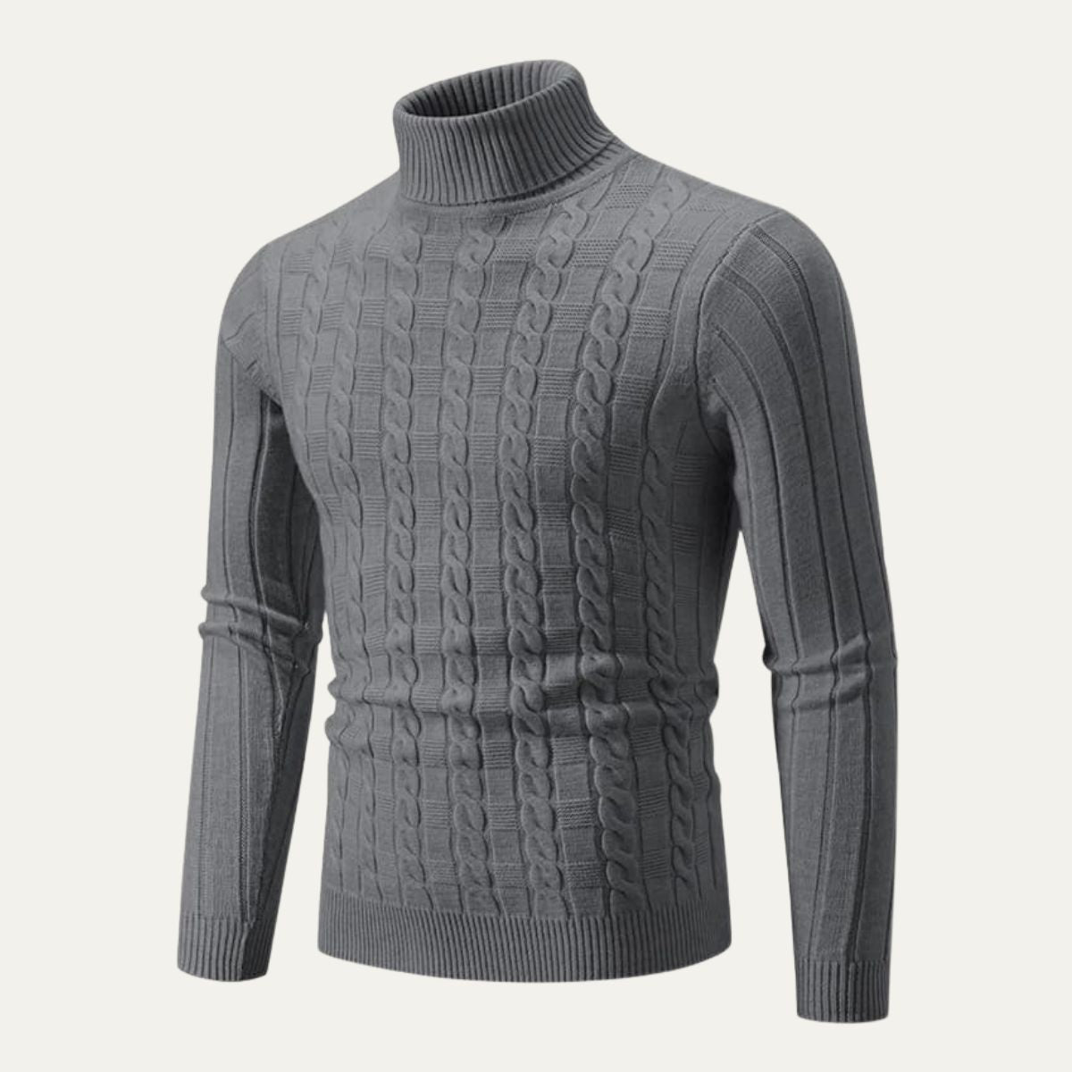 VogeLuxe | Men’s Fitted Cable Knit Turtleneck 5