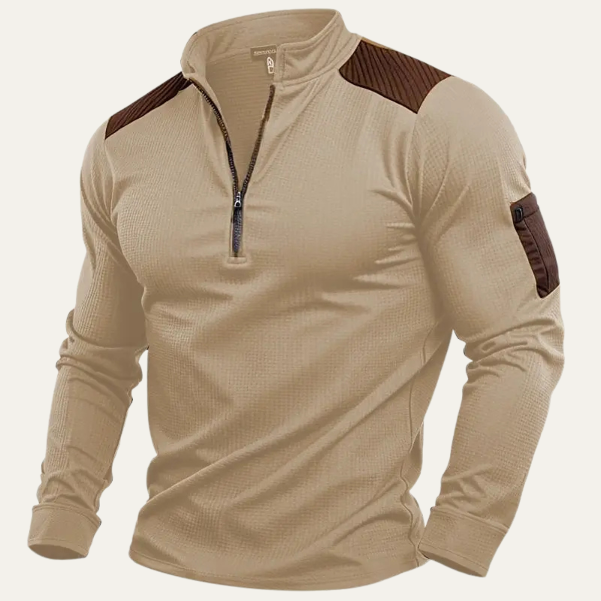 VogeLuxe | Men’s Fitted Waffle Quarter Zip 1