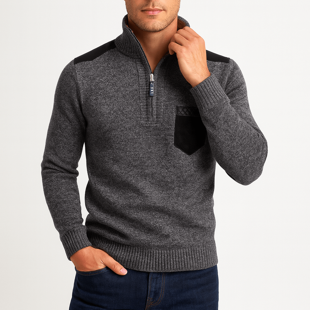 VogeLuxe | Men’s Fleece Cashmere Polo Sweater 5