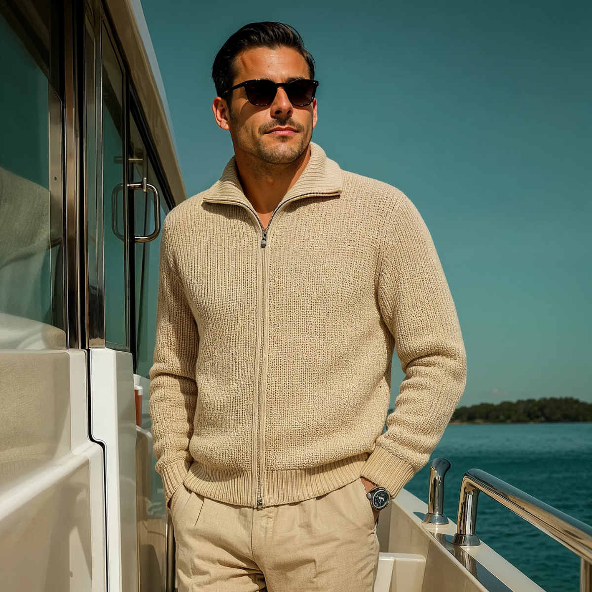 VogeLuxe | Men’s Full-Zip Cardigan Sweater 1